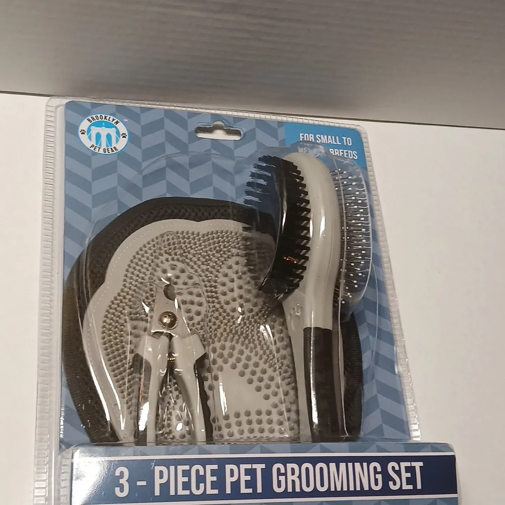 Pet Grooming 3 Piece Set Black Gray 3-Way For Small to Medium Breeds NWT